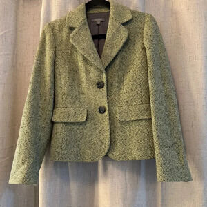 Ann Taylor Wool Blend Blazer Size 2. 2 button light green and gray.